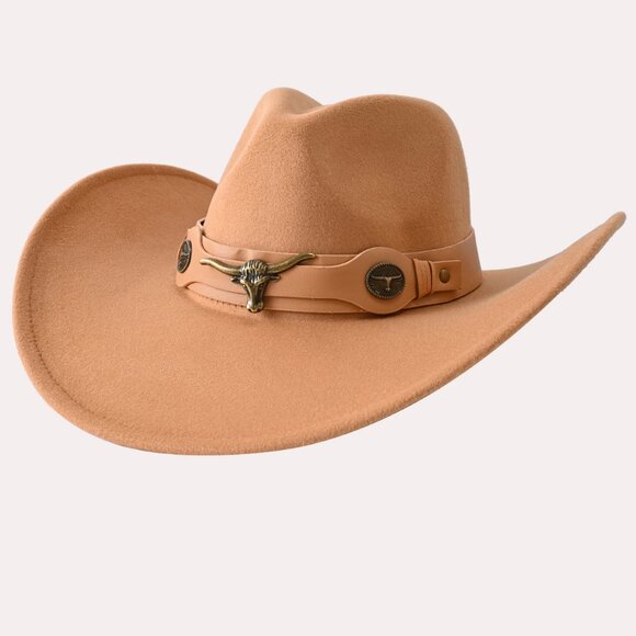 Camel Tan Cowboy Fedora Hat for Women Western Style Felt Comfy Sturdy NWT - Picture 3 of 4